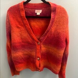 Maeve Red and Orange Cardigan Sweater size MP - Medium Petite